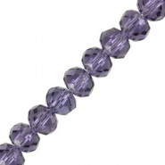 Top Facet glas rondellen kralen 6x4mm disc Light amethyst purple pearl shine coating